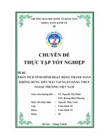 Phân tích tình hình hoạt động thanh toán không dùng tiền mặt tại Ngân hàng TMCP Ngoại thương Việt Nam