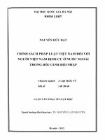 Chính sách pháp luật Việt Nam đối với người Việt Nam định cư ở nước ngoài trong bối cảnh hội nhập