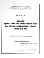 Đặc điểm địa hoá trầm tích và môi trường nước của hệ đầm phá Tam Giang- cầu Hai Thừa Thiên- Huế