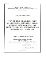 Vấn đề tính chất hiện thực và chủ nghĩa hiện thực trong văn học Việt Nam nửa cuối thế kỷ XVIII - Nửa đầu thế kỷ XIX  Khảo sát qua Truyện Kiều Luận văn ThS Văn học Việt Nam