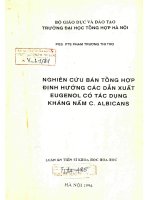 Nghiên cứu bán tổng hợp định hướng các dẫn xuất EUGENOL có tác dụng kháng nấm C ALBICANS