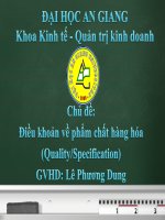 Tiểu luận nghiệp vụ ngoại thương Điều khoản về phẩm chất hàng hóa