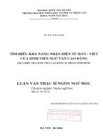 Tìm hiểu khả năng nhận diện từ Hán - Việt của sinh viên ngữ văn cao đẳng