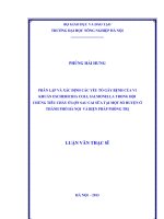 Phân lập và xác định các yếu tố gay bệnh của vi khuẩn escherichia coli, salmonella trong hội chứng tiêu chảy ở lợn sau cai sữa tại một số huyện ở thành phố hà nội và biện pháp phòng trị
