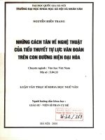 Những cách tân về nghệ thuật của tiểu thuyết Tự Lực Văn Đoàn trên con đường hiện đại hoá