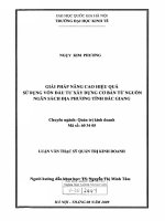Giải pháp nâng cao hiệu quả sử dụng vốn đầu tư xây dựng cơ bản từ nguồn ngân sách địa phương tỉnh Bắc Giang