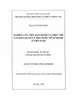 Nghiên cứu việc ban hành và thực thi văn bản quản lý nhà nước về lữ hành ở Việt Nam