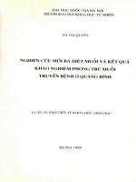 Nghiên cứu mồi bả diệt muỗi và kết quả khảo nghiệm phòng trừ muỗi truyền bệnh ở Quảng Bình