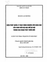Biện pháp quản lý hoạt động nghiên cứu khoa học của sinh viên Đại học Mở Hà Nội trong giai đoạn phát triển