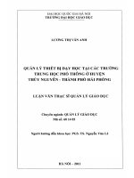 Quản lý thiết bị dạy học tại các trường Trung học phổ thông ở Huyện Thủy Nguyên - Thành phố Hải Phòng