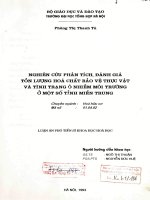 Nghiên cứu phân tích, đánh giá tồn lượng hoá chất bảo vệ thực vật và tình trạng ô nhiễm môi trường ở một số tỉnh miền Trung