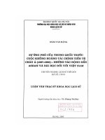 Sự ứng phó của Trung Quốc trước cuộc khủng hoảng tài chính tiền tệ Châu Á (1997-1998) - Những tác động đến ASEAN và bài học đối với Việt Nam