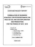 Formulation of business strategy for PetroVietNam in the field of oil and Ga exploration and production for the period of 2010 - 2015
