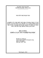 Nghiên cứu tri thức bản địa về khai thác và sử dụng tài nguyên cây thuốc của cộng đồng dân tộc nùng tại khu rừng du lịch văn hóa xã mẫu sơn, huyện lộc bình, tỉnh lạng sơn