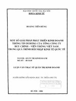 Một số giải pháp phát triển kinh doanh thông tin di động của Tổng công ty Bưu chính - Viễn thông Việt Nam trong quá trình hội nhập kinh tế quốc tế