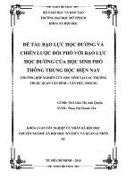 Bạo lực học đường và chiến lược đối phó với bạo lực học đường của học sinh phổ thông trung học hiện nay