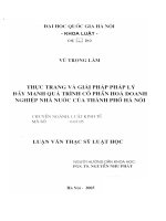 Thực trạng và giải pháp pháp lý đẩy mạnh quá trình cổ phần hoá doanh nghiệp nhà nước của thành phố Hà Nội