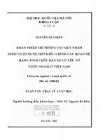 Hoàn thiện hệ thống các quy phạm pháp luật xung đột điều chỉnh các quan hệ mang tính chất dân sự có yếu tố nước ngoài ở Việt Nam
