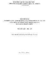 Nghiên cứu ảnh hưởng của sóng điện từ mạnh lên một số tính chất động trong bán dẫn thấp chiều