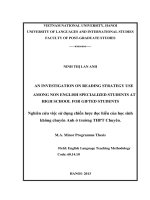 An investigation on reading stratgey use among non English specialized students at High School for Gifted Students = Nghiên cứu việc sử dụng chiến lược đọc hiểu