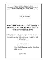 Common mistakes made by pre-intermediate students in TOEIC listening tests and some suggested solutions = Những lỗi sinh viên trình độ tiền trung cấp hay mắc tr