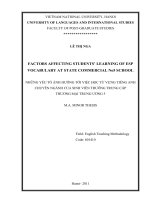 Factors affecting students' learning of ESP vocabulary at state commercial No5 school = Những yếu tố ảnh hưởng tới việc học từ vựng tiếng Anh chuyên ngành của s