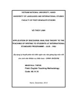 Application of discourse analysis theory to the teaching of writing to students at International Standard Programme-ULIS-VNU = Áp dụng lý thuyết phân tích diễn