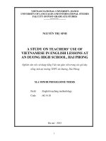 A study on teachers’use of Vietnamese in English lessons at An Duong high school, Hai Phong = Nghiên cứu về việc sử dụng tiếng Việt của giáo viên trong các giờ
