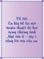 Em hãy kể lại một truyền thuyết đã học trong chương trình ngữ văn 6 tập 1 bằng lời kể của em