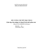 ĐỀ CƯƠNG CHI TIẾT HỌC PHẦN:   Giáo dục hòa nhập trẻ khuyết tật tuổi mầm non