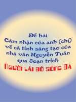 Hãy nêu cảm nhận của anh-chị về cá tính sáng tạo của Nguyễn Tuân trong bài Người lái đò sông Đà