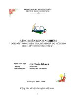 SKKN ĐỔI MỚI TRONG KIỂM TRA, ĐÁNH GIÁ BỘ MÔN HÓA HỌC LỚP 9 Ở TRƯỜNG THCS