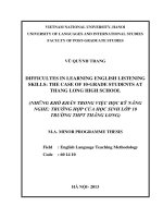 Difficulties in learning English listening skills The case of 10-grade students at Thang Long High School  Những khó khăn trong việc học kỹ năng nghe trường hợp