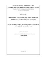 Errors made by tenth graders at Thuan Thanh II High School in their writing in English = Những lỗi học sinh lớp 10 trường THPT Thuận Thành 2 gặp phải khi học vi