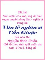 Nêu cảm nhận của anh-chị về hình tượng nông dân-nghĩa sĩ trong bài Văn tế nghĩa sĩ Cần Giuộc