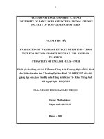 Evaluation of washback effects of ESP end - term test for second-year students at UEB-VNUH on teachers at Faculty of English - ULIS - VNUH = Đánh giá tác động c