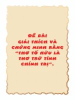 Giải thích và chứng minh rằng thơ Tố Hữu là thơ trữ tình chính trị