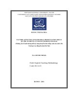 Factors affecting the students’ English oral presentation skills at Hanoi Tourism College = Những yếu tố ảnh đến kỹ năng thuyết trình tiếng Anh của sinh viên tr