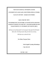 Kết hợp các hoạt động tập thể vào bài giảng kĩ năng nghe hiểu để khuyến khích sinh viên không chuyên tiếng anh năm hai tại trường ĐH Khoa học tự nhiên Hà Nội