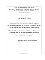 an exploratory into teaching and learning of speaking English skill to 12th grade students at Quang Xuong I Upper – Secondary school in Thanh Hoa = Nghiên cứu v