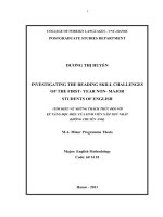 Investigating the reading skill challenges of the first-year non-major students of English = Tìm hiểu về những thách thức đổi mới kỹ năng đọc hiểu của sinh viên.PDF