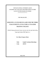 Designing an English syllabus for the third year students at FLD, Nghe An Teacher Training College = Thiết kế chương trình môn Văn học Anh cho sinh viên năm thứ