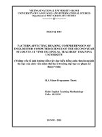 Factors affecting reading comprehension of English for computer science of the second year students at Vinh Technical Teachers' Training University = Những yếu