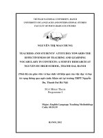 A survey research at Nguyen Du high school Thanh Oai, Hanoi = Thái độ của giáo viên và học sinh với hiệu quả của việc dạy và học từ vựng thông qua ngữ cảnh Khảo