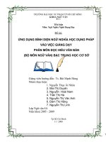 Tiểu luận_ứng dụng bình diện Ngữ nghĩa học Dụng pháp vào việc giảng dạy phân môn Đọc hiểu văn bản (bộ môn Ngữ văn) bậc THCS