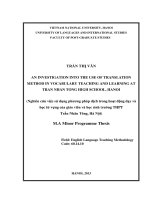 An investigation into the use of translation method in vocabulary teaching and learning at Tran Nhan Tong High School, Hanoi = Nghiên cứu việc sử dụng phương ph