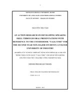 An action research on developing speaking skill throught oral presentations with reference to the coursebook  Talk Time  for the second year non-major students