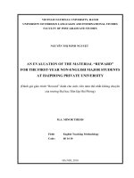 An evaluation of the material reward  for the first-year non-English major students at Hai Phong Private University = Đánh giá giáo trình  reward  dành cho sinh