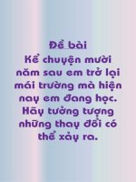 Kể chuyện mười năm sau em trở lại mái trường mà hiện nay em đang học.Hãy tưởng tượng những thay đổi có thể xảy ra