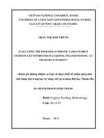 Evaluating the designed authentic tasks to help students get interested in learning English writing at Thanh Do University  nhiệm vụ thực tế được thiết kế nhằm